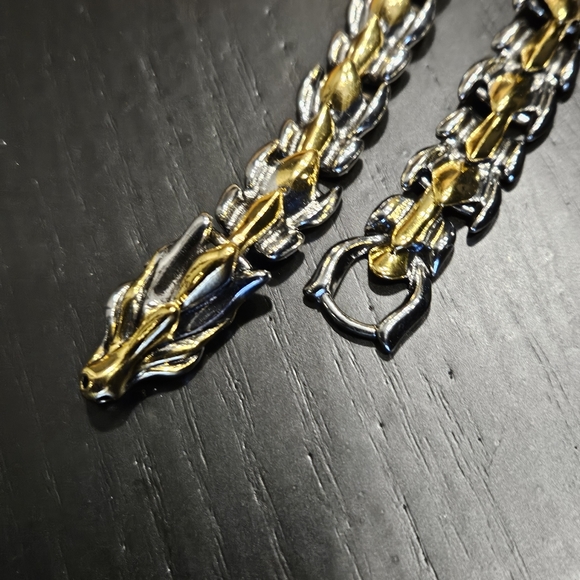Sterling silver & gold Dragon Bracelet - Picture 3 of 11